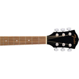 Fender Acoustic Guitar FA-125 Dreadnought Black Bundle with Fender Classic Celluloid Guitar Picks 12-Pack, Fender Logo Guitar Strap 2in Black with White Logo, Fender Flash Guitar Tuner