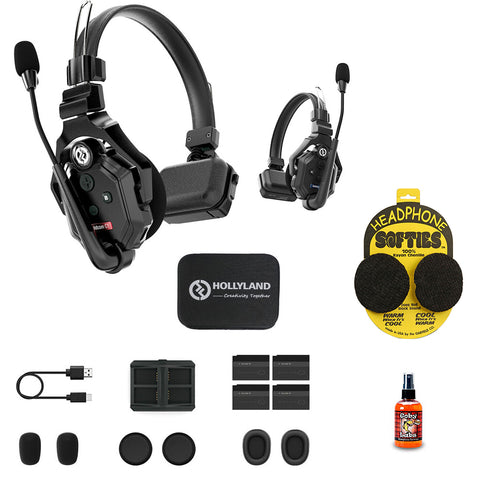 Hollyland Cosmo C1 SDI/HDMI Wireless Video Transmission System Bundle with Headphone Softie Earpad Covers and Microphone Sanitizer Spray