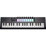 Novation Launchkey Mini 37 MK4 USB MIDI Keyboard Controller (37 Mini Keys) Bundle with Auray FP-P1L Universal Piano-Style Sustain Pedal and Hosa Mid-310 Black 10 ft. Midi cable