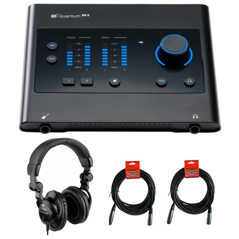 PreSonus Quantum ES 2 USB-C Audio Interface Bundle with Polsen HPC-A30 Closed-Back Studio Monitor Headphones and XLR- XLR Cable (Pair)