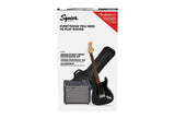 Squier by Fender Electric Guitar Kit Affinity Series Stratocaster Charcoal Frost Metallic Bundle with Fender Guitar Stand, Height-Adjustable with Sturdy Metal