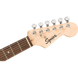 Squier Mini Stratocaster Electric Guitar, Laurel Fingerboard (Dakota Red) Bundle with Fender Logo Guitar Strap, Instrument Cable 10' and Celluloid Guitar Picks 351 Shape