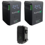 Core NANOV98X, 98wh Micro Sized V-Mount Smart Battery (Pair) Bundle with Core SWX GPM-X2S Mini Dual Travel Battery Charger