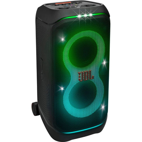 JBL PartyBox Stage 320 - Portable Party Speaker with Telescopic Handle & Wide, Sturdy Wheels, Powerful JBL Pro Sound, Futuristic lightshow, Up to 18 Hours of Play time, Splash Proof (Black)