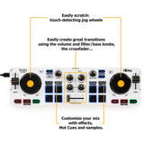 Hercules DJControl Mix DJ Software Controller with Algoriddim Djay App Bundle with Hercules HDP DJ45 Closed-Back, Over-Ear DJ Headphones