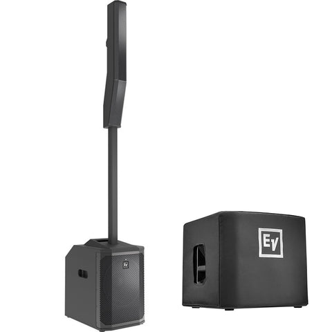 Electro-Voice EVOLVE 50M Portable 1000W Subwoofer and Column Speaker Kit with Bluetooth (Black) Bundle with EVOLVE50-SUBCVR Cover for Evolve 50 Subwoofer