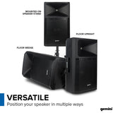 Gemini Sound GSP-2200: Elite 2200W 15" Active DJ PA Speaker with Bluetooth Stereo, Integrated 3-Channel Mixer (Pair) Bundle with Auray Steel Speaker Stands with Case and 2x XLR-XLR cable