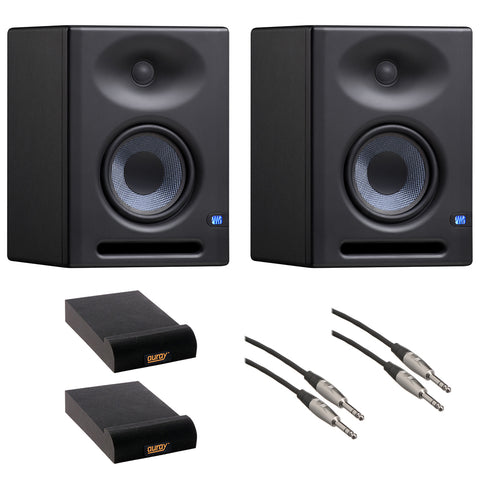 PreSonus Eris E5 XT 5.25" Near Field Studio Monitor with EBM Waveguide (Pair) Bundle with 2x Auray IP-S Isolation Pad and 2x Hosa Stereo Phone (TRS) Audio Cable