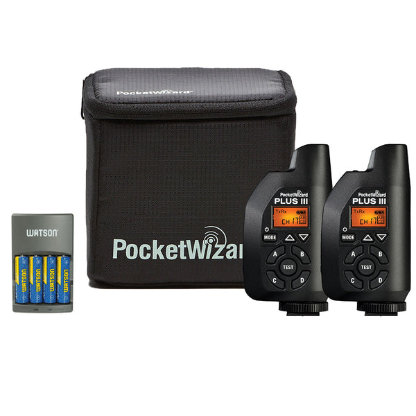 PocketWizard 801-130 Plus III Transceiver 2 Pack w/ Case, Charger & 4 AA Battery