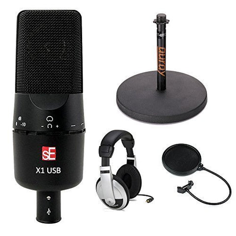 sE Electronics sE X1 USB Large Diaphragm Condenser USB Microphone Studio Bundle