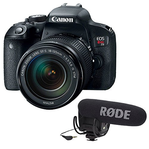 Canon EOS Rebel T7i DSLR Camera with 18-135mm Lens with Rode VideoMic Pro with Rycote Lyre Shockmount