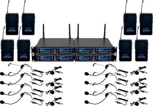 VocoPro UDH-PLAY 8 - Eight-Channel UHF Headset and Lapel Wireless Microphone Package