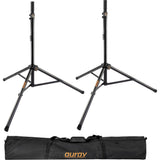 Electro-Voice ELX200-10P 10" 2-Way 1200W Powered Speaker Bundle with Auray SS-47S-PB Steel Speaker Stands with Carrying Case and 2X XLR-XLR Cables