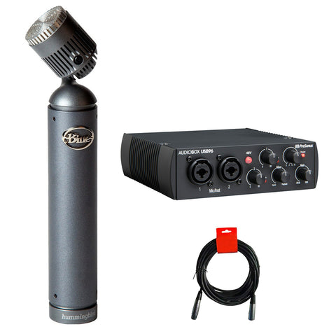 Blue Hummingbird Condenser Microphone Bundle with PreSonus AudioBox USB 96 Audio Interface (25th Anniversary) & XLR Cable