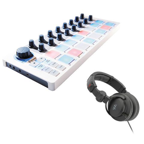 Arturia BeatStep USB/MIDI/CV Controller and Sequencer Bundle with Studio Monitor Headphones