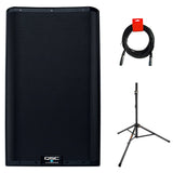 QSC K12.2 Active 12" Powered 2000 Watt Loudspeaker Bundle with Auray Steel Speaker Stand and XLR-XLR Cable