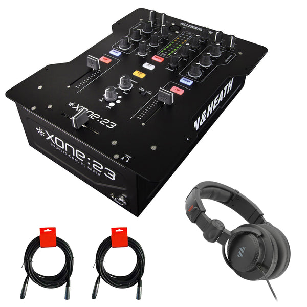 Allen & Heath XONE:23 2+2 Channel DJ Mixer Bundle with Polsen HPC-A30-MK2 Studio Monitor Headphones and 2x XLR-XLR Cable