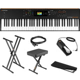 StudioLogic 73-NOTE NUMA X Digital Musical Pro Keyboard Piano with Hammer-action Keys Bundle with Keyboard Stand, Piano Bench, Sustain Pedal, MIDI Cable, & Dust Cover Accessories