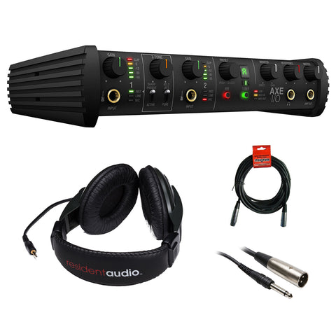 IK Multimedia AXE I/O Audio Interface with R100 Stereo Headphones, XLR-XLR & XLR-TRS Cable Bundle