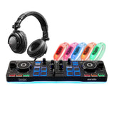 Hercules DJ Party Set with DJControl Starlight Controller, Headphones, LED Wristbands, & 3' Y-Cable Cable Bundle