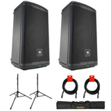 JBL Professional EON710 Powered PA Bluetooth Loudspeaker, 10-Inch (Pair) Bundle with Deluxe Steel Speaker Stand with Tripod Base and Case, and 2x XLR-XLR Cable