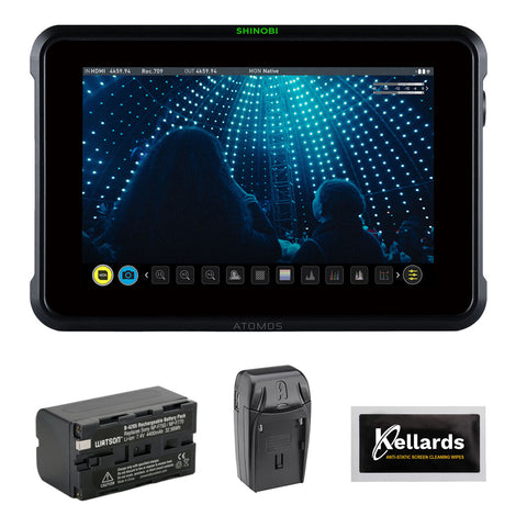 Atomos Shinobi 7" 4K HDMI/SDI Monitor Bundle with Li-ion Battery Pack, AC/DC Charger, and Screen Cleaning Wipes (5-Pack)
