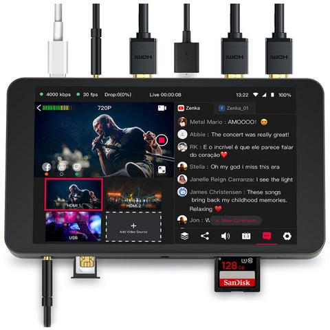 YoloLiv YoloBox Portable All-in-One Multi-Camera Live Streaming Encoder, Switcher, Monitor, and Recorder (EM Version)