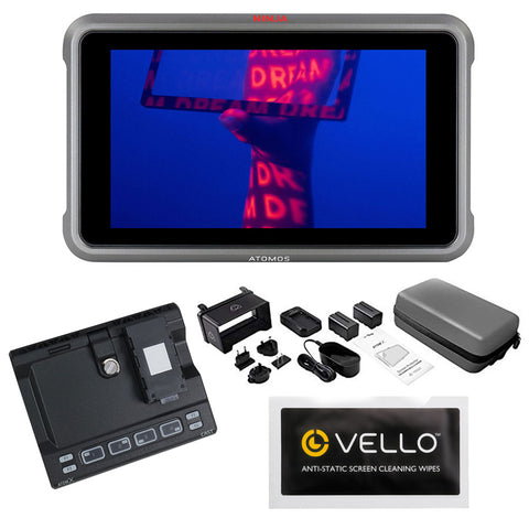 Atomos Ninja V+ 5" 8K HDMI H.265 Raw Recording Monitor Bundle with Atomos AtomX Cast for Ninja V/V+, Accessory Kit for Shinobi SDI and Ninja V Monitors and Anti-Static Screen Cleaning Wipes