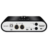 Icon Pro Audio Duo44 Live 4x4 Livestream USB Audio/MIDI Interface Bundle with Polsen Studio Monitor Headphone and XLR-XLR Cable