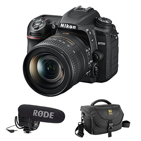 Nikon D7500 DSLR Camera with 16-80mm Lens, Journey 34 DSLR Shoulder Bag & Rode VideoMic Pro (Rycote Lyre Shockmount) Kit