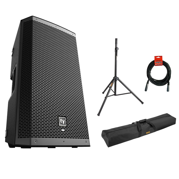 Electro-Voice ZLX-12BT 12" 2-Way 1000W Bluetooth Powered Loudspeaker (Black) with Steel Speaker Stand, Stand Bag 51" & XLR Cable Bundle