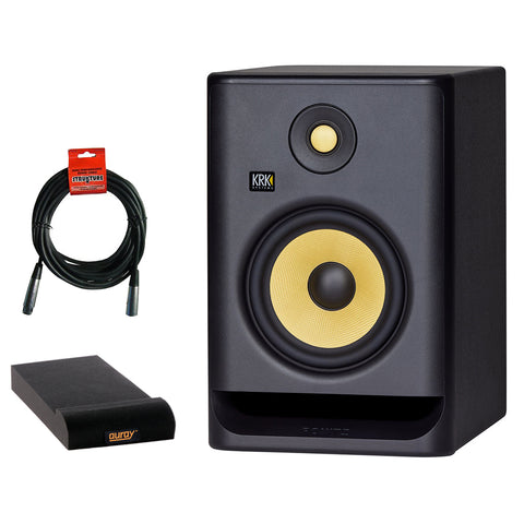 KRK ROKIT 7 G4 6.5" 2-Way Active Studio Monitor with Isolation Pad (Small) & XLR Cable Bundle