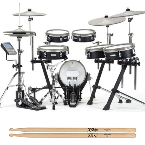 E F NOTE EFNOTE 3X Acoustic Designed Electronic Drum Set Bundle with On-Stage Wood Tip Maple Wood 5A Drumsticks 12 Pair