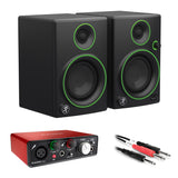Mackie CR3 3" Woofer Multimedia Monitors (Pair) with Focusrite Solo USB 2.0 Audio Interface & 1/4" Male Insert Y-Cable 3.3' Bundle