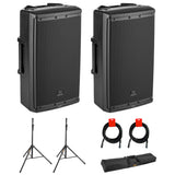 JBL EON612 Two-Way 12" 1000W Powered Portable PA Speaker, Bluetooth (Pair) Bundle with Speaker Stand, Stand Bag & XLR Cable