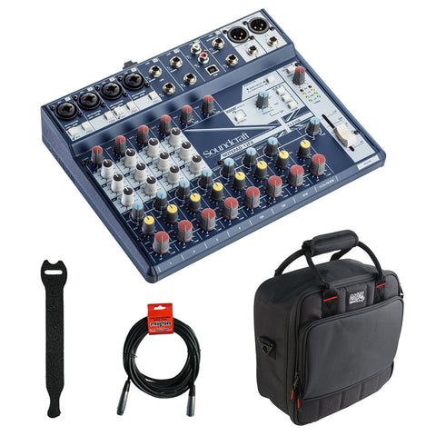 Soundcraft Notepad-12FX Small-Format Analog Mixing Console with Gator Cases 2519 Mixer Bag, Fastener Straps (10-Pack) & XLR Cable Bundle