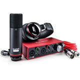 Focusrite Scarlett 2i2 Studio 3rd Gen 2-in, 2-out USB Audio Interface with Microphone & Headphones, Tripod Mic Stand + Boom, Headphone Holder, Pop Filter & 2x XLR Cable Bundle