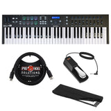 Arturia KeyLab Essential 61 MIDI Controller & Software (Black Edition) with 6ft MIDI Cable, Universal Sustain Pedal & Keyboard Dust Cover (Medium) Bundle