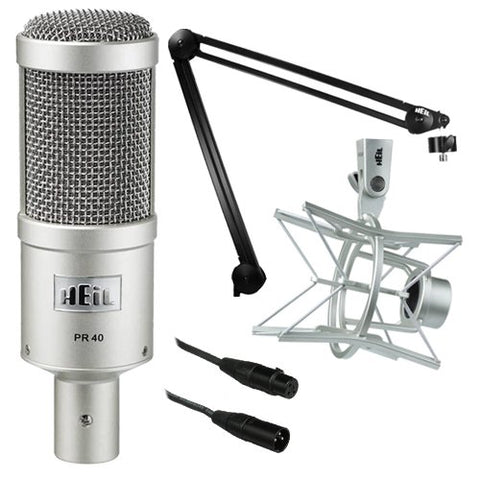 Heil Sound PR 40 Dynamic Cardioid Studio Microphone  + PRSM + PL2T + Mic Cable