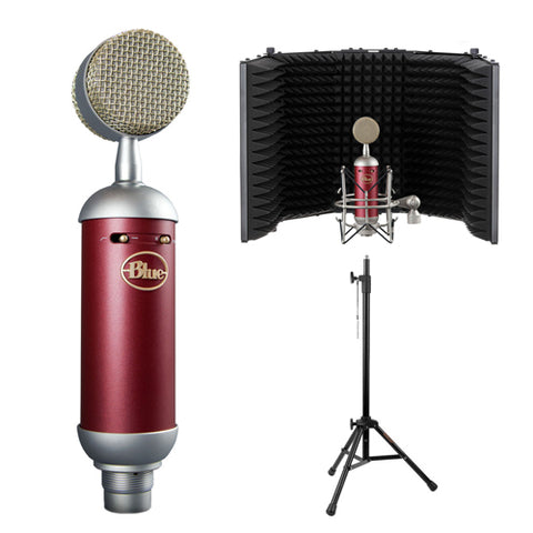 Blue Spark SL Large-Diaphragm Studio Condenser Microphone with Auray RF-5P-B Reflection Filter and RFMS-580 Reflection Filter Tripod Mic Stand