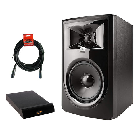 JBL 306P MkII Powered 6.5" Two-Way Studio Monitor with IP-M Isolation Pad (Medium, Single) & 20' XLR Cable Bundle