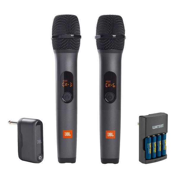 JBL Wireless Microphone System (2-Pack) Bundle with Watson Rapid Charger with 4 AA NiMH Batteries
