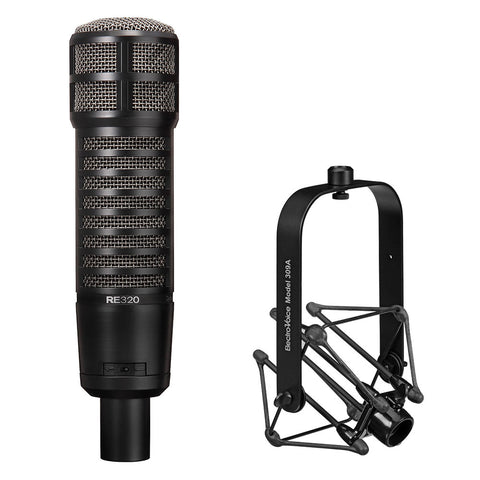 Electro-Voice RE320 Large Diaphragm Dynamic Vocal Microphone with Electro-Voice 309A Mic Shockmount Bundle