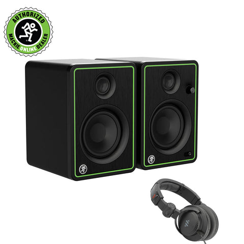 Mackie CR4-XBT Creative Reference Series 4" Multimedia Monitors with Bluetooth (Pair) Bundle with Studio Monitor Headphones