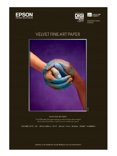 Epson Velvet Fine Art Paper (13x19 Inches, 20 Sheets) (S041637)