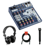 Soundcraft Notepad-8FX Small-Format Analog Mixing Console with Polsen HPC-A30 Monitor Headphones, Fastener Straps (10-Pack) & XLR Cable Bundle