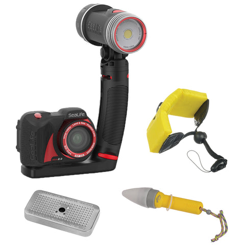 SeaLife Micro 2.0 Pro 2000 Set with Floating Wrist Strap, Nano Spotter & Silica Gel Metal Case Bundle