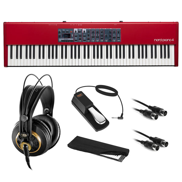 Nord Piano 4 88-Note Digital Piano with Virtual Hammer Action Keyboard, AKG K 240 Pro Headphones, Sustain Pedal, Dust Cover & 2x MIDI Cable Bundle