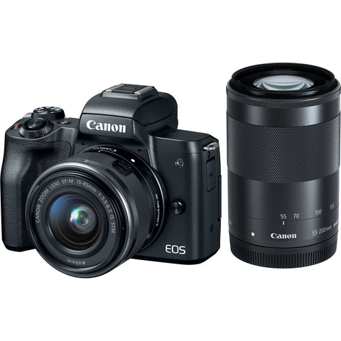 Canon EOS M50 Mirrorless Digital Camera with 15-45mm and 55-200mm Lenses (Black)