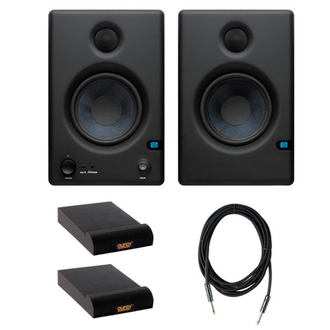 PreSonus Eris E4.5 Hi-Definition 2-Way 4.5" Nearfield Monitors (Pair) with (2) Isolation Pad for Studio Monitor & 10-Feet Instrument Cable, 6mm Woven Kit